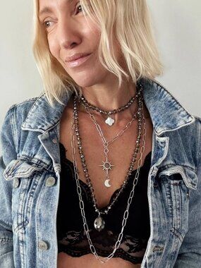 RARE Katia Designs "Just Breathe" Starburst Fusion Necklace Layering BUNDLE